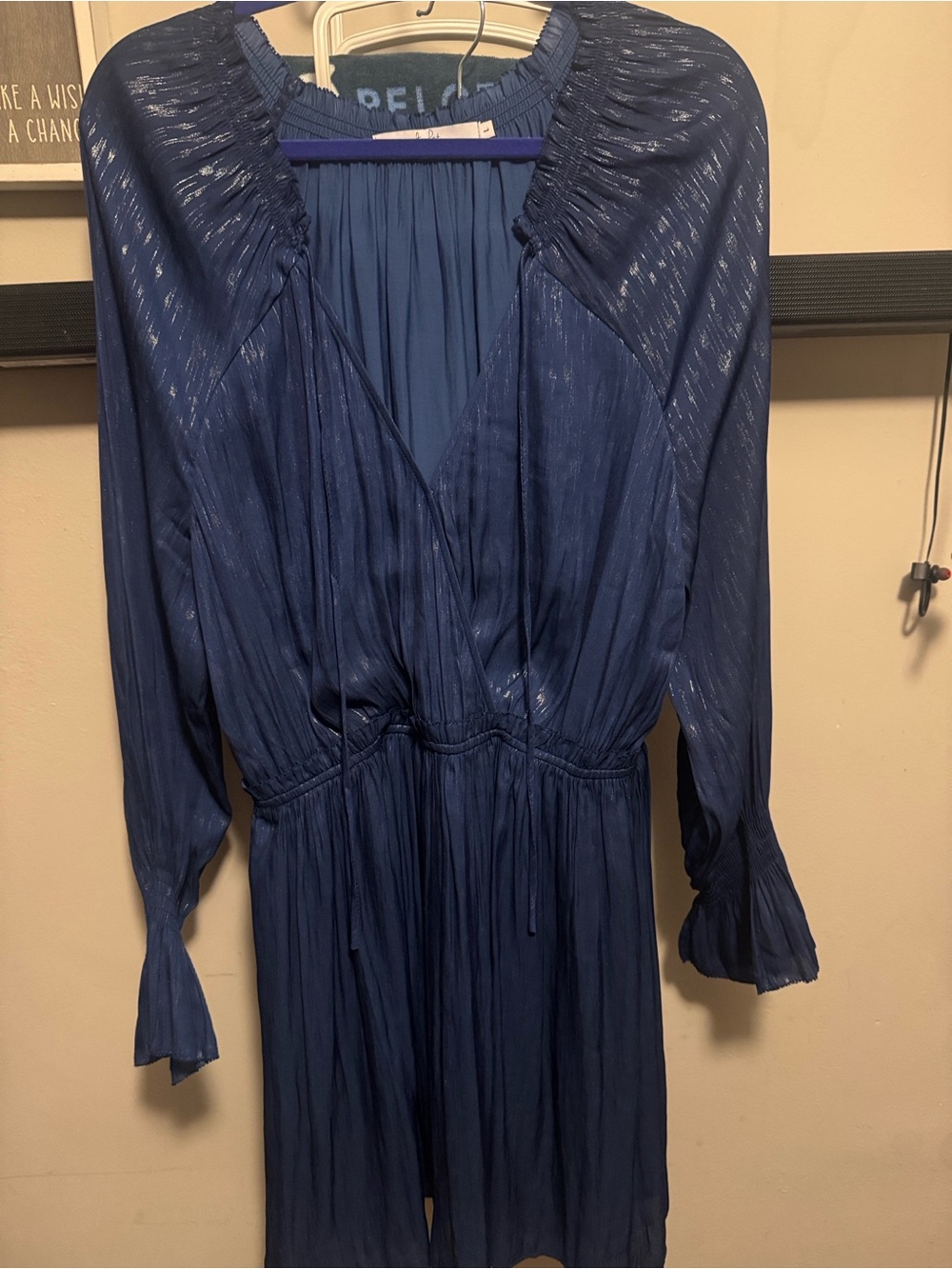 Au Lait Blue Long-Sleeve V-Neck Dress